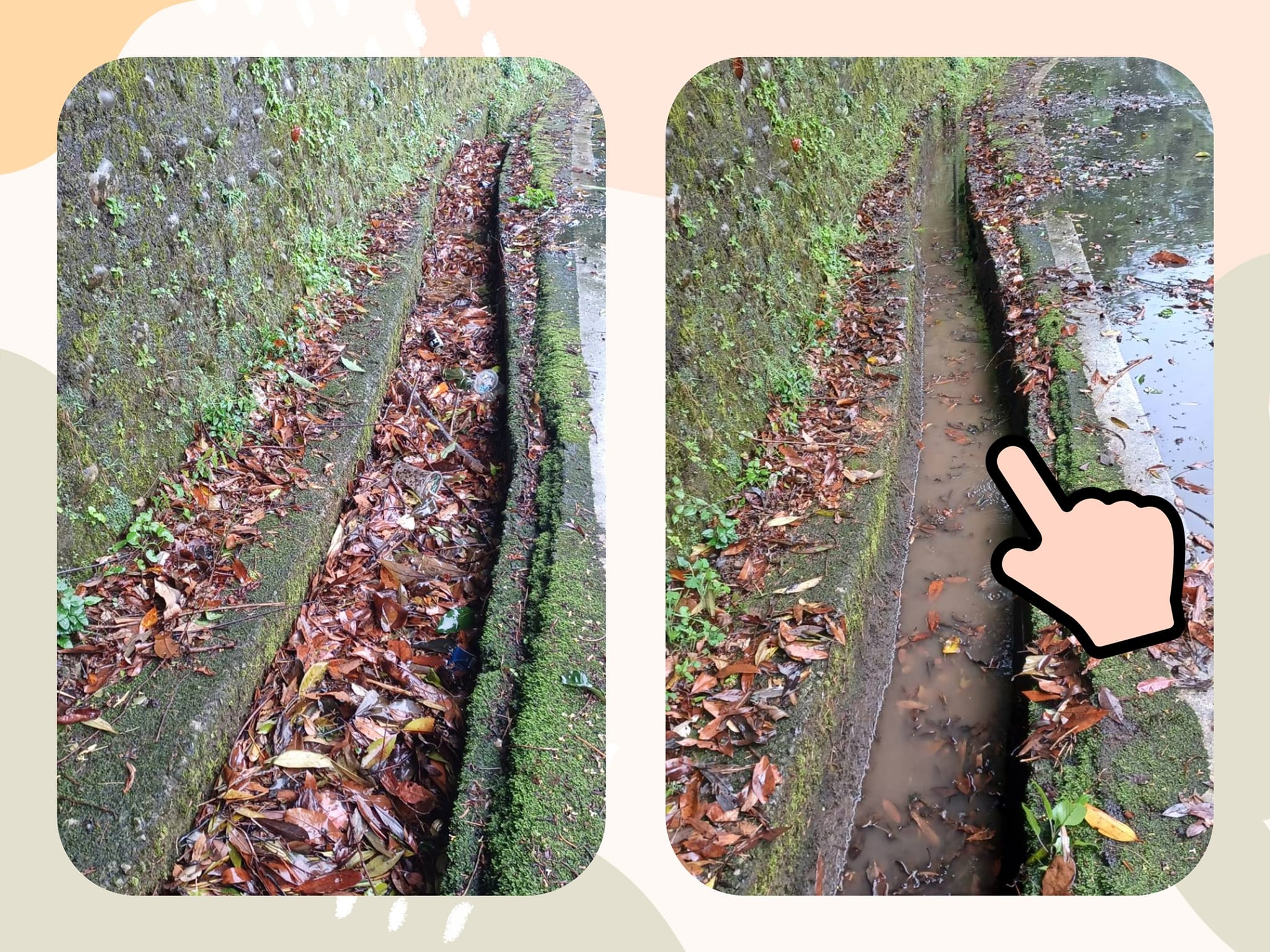 山區道路側溝落葉清淤免於堵塞