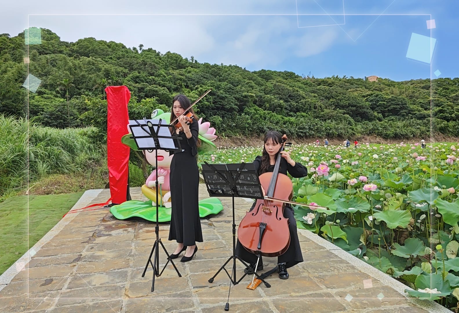中國文化大學音樂系的學生帶來的大小提琴二重奏