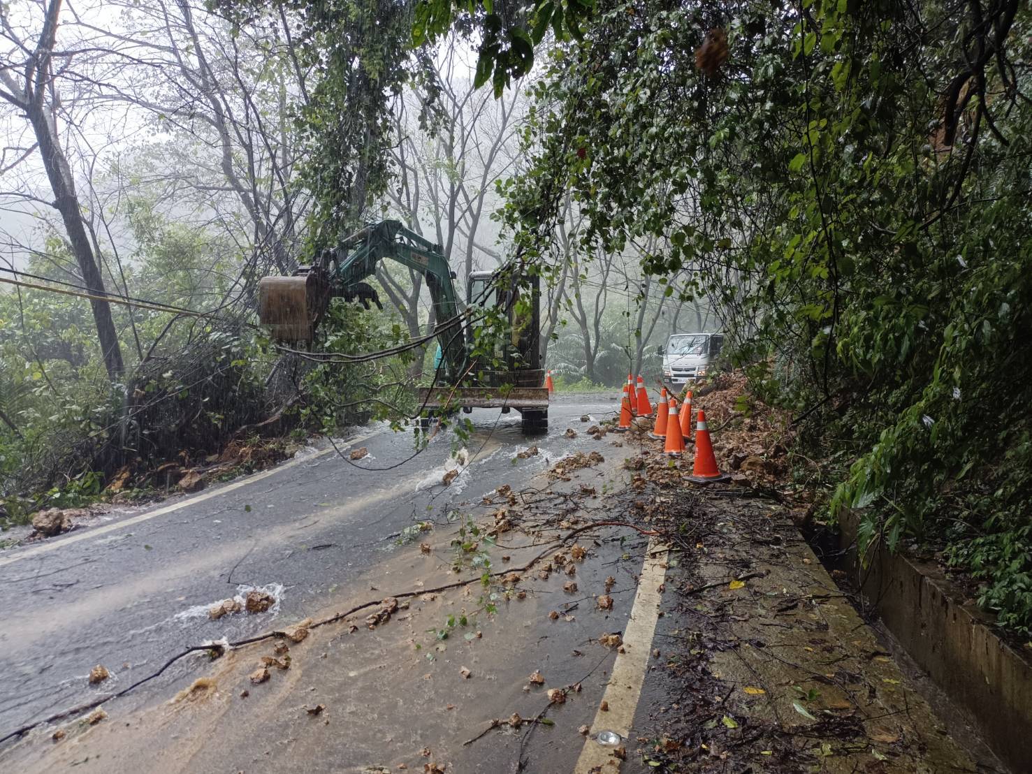山陀兒颱風來襲路面殘枝及落石清理