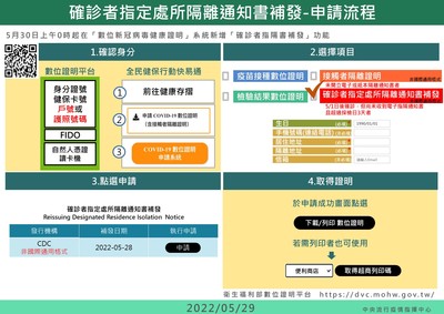 確診者指定處所隔離通知書補發