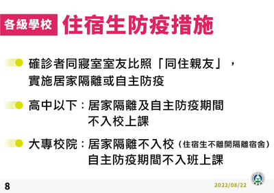 各級學校住宿生防疫措施