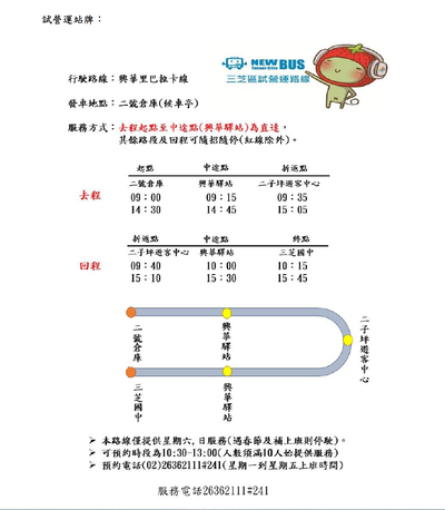 巴拉卡線社區巴士試營運站牌及路線