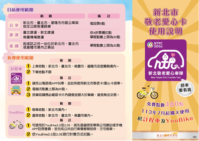敬老愛心悠遊卡擴大使用說明