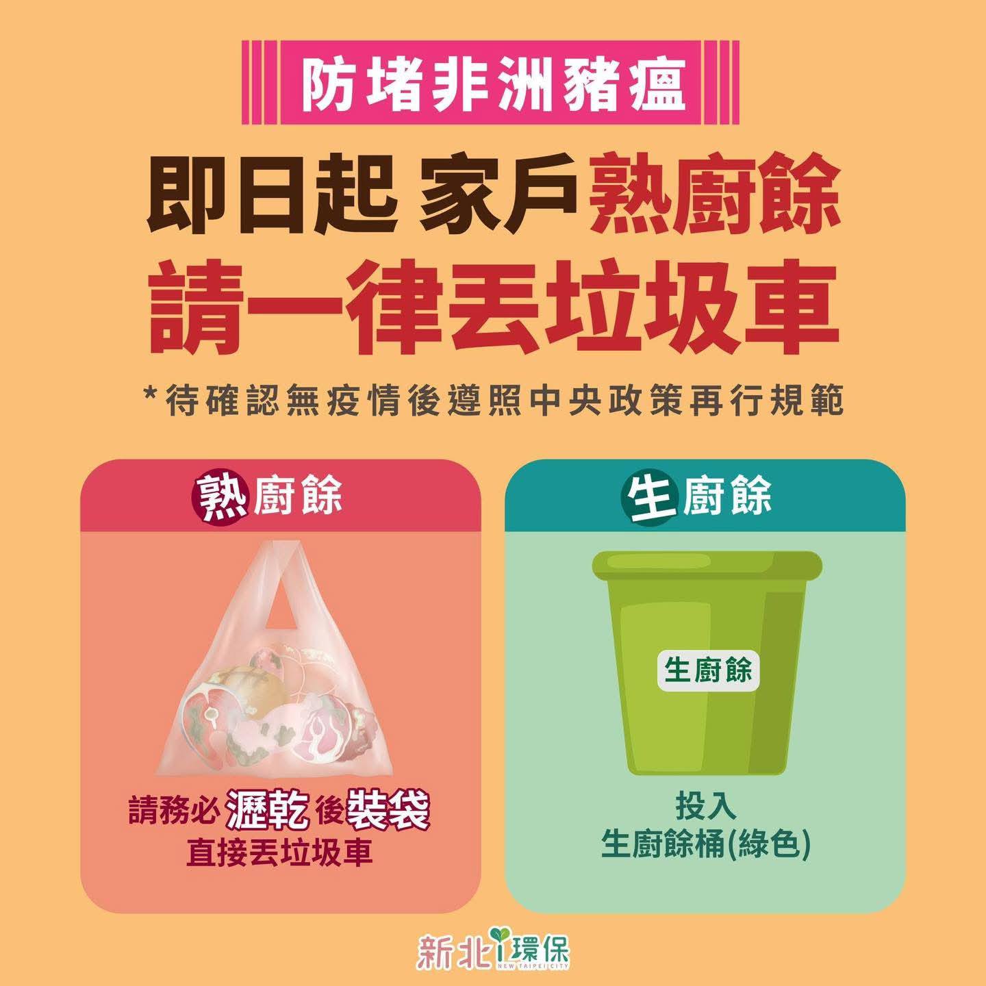 防堵非洲豬瘟小提醒即日起禁止使用廚餘養豬